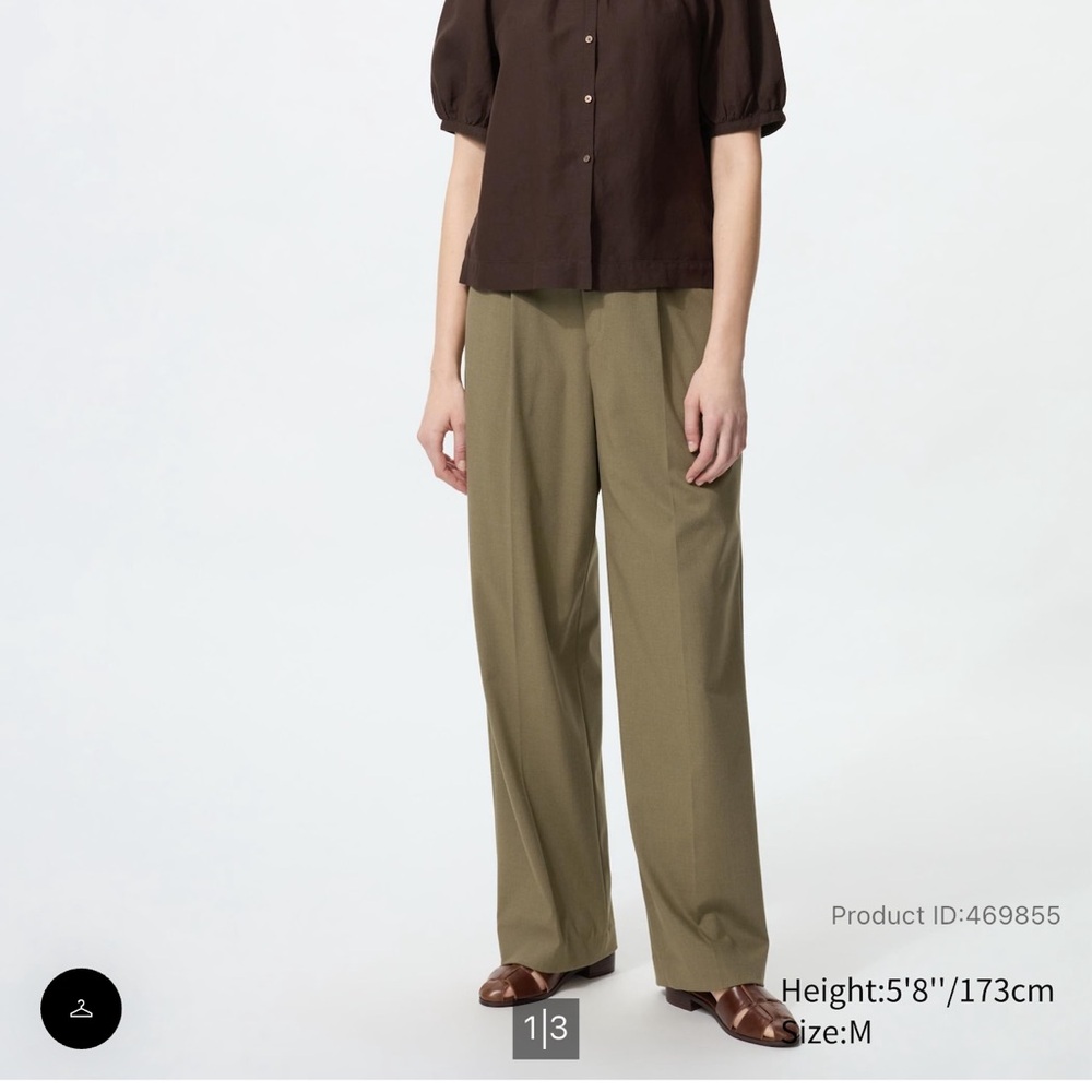 Uniqlo Olive Pleated Wide Pants